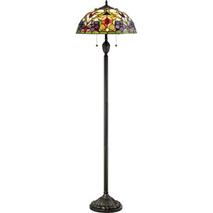 Quoizel TFVT9362VB Violets Tiffany Floor Lamp, 2-Light, 200 Watts, Vintage Bronze (62" H x 18" W)