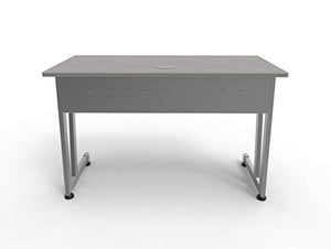 Linea Italia Rectangular Large Easy to Assemble Metal Desk with Wood Top | Computer Table for Home or Office, 48" x 24", Ash