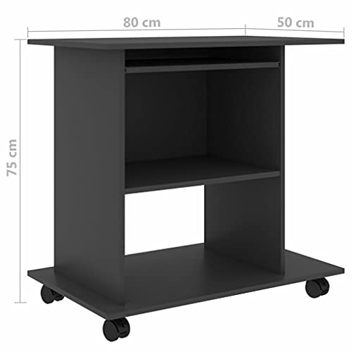 Computer Desk Gray Chipboard Home Office Desk Workstation Furniture