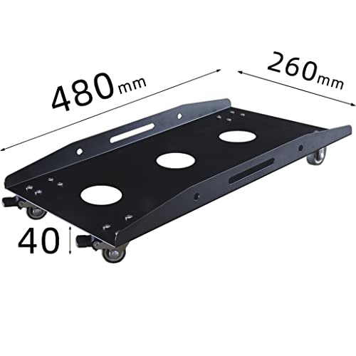 FAXIOAWA Metal Computer Tower Stand with 4 Caster Wheels - Black, 400 * 220mm