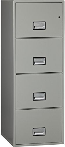 Phoenix Vertical 25 inch 4-Drawer Legal Fireproof File Cabinet with Water Seal - Light Gray