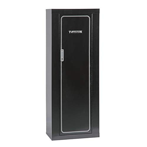 American Furniture Classics Gun Security Cabinet 10 Gun Metal Security Cabinet with 3 Pt. Locking System, Black