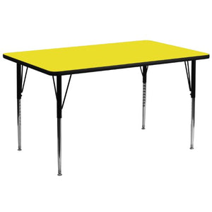 Flash Furniture 30''W x 72''L Rectangular Yellow HP Laminate Activity Table - Standard Height Adjustable Legs