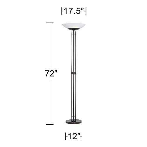 Light Blaster Modern Torchiere Floor Lamp Dark Bronze Frosted Glass Shade for Living Room Bedroom Office Uplight - Possini Euro Design