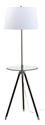House of Troy TR202-SN Tripod Adjustable Floor Lamp with Table, Satin Nickel