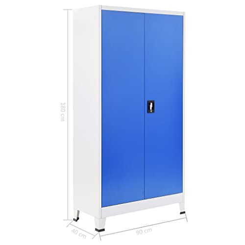 THOYTOUI Office Cabinet Garage Tool Storage Locker Metal 35.4"x15.7"x70.9" Gray Blue