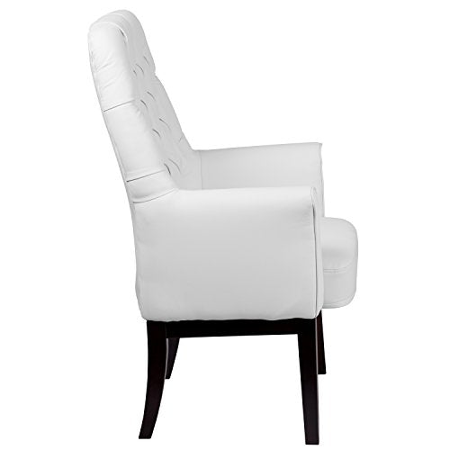 Flash Furniture High Back Traditional Tufted White Leather Side Reception Chair