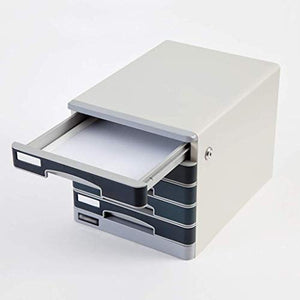 WASHLA Desktop File Cabinet Lockable Storage Box White PP Plastic