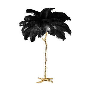 JAYMP Ostrich Feather Floor Lamp (Black, 78.7 inches, 45 Feathers)