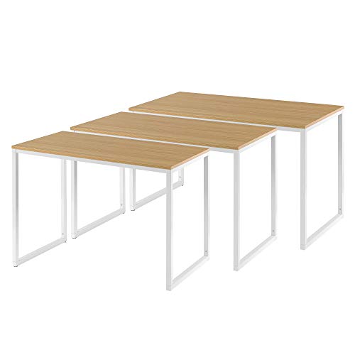 ZINUS Jennifer 55 Inch White Frame Desk / Computer Workstation / Office Desk / Easy Assembly, Natural