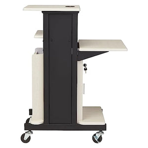 Oklahoma Sound Premium Plus Steel AV Presentation Cart with Storage Cabinet, Ivory/Black