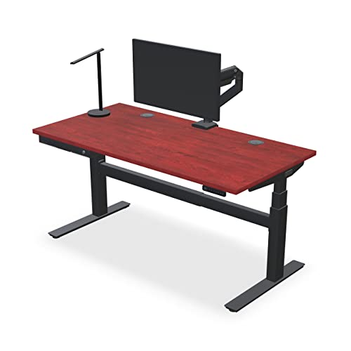 UPLIFT Desk Cherry Laminate Standing Desk 42x30 inch 2-Leg V2-Commercial C-Frame (Black)