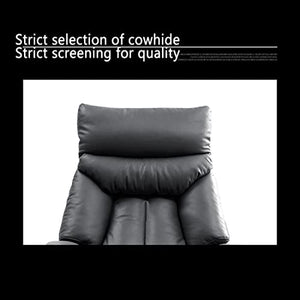 CYXI Office Chair, Adjustable Swivel Boss Chair - Beige Cowhide Leather