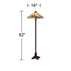 Robert Louis Tiffany Rustic Tiffany Style Floor Lamp 62" Tall Bronze Metal Hand-Crafted Stained Glass Shade