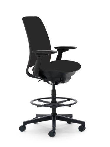 Steelcase Amia Fabric Stool with Fully Adjustable Arms, Black