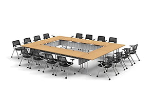 Team Tables 16 Person Beech Folding Training Tables Set with Chairs & Modesty Panels