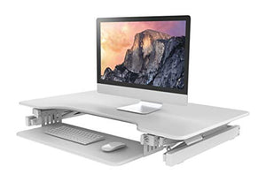 Rocelco 40" Height Adjustable Standing Desk Converter Bundle with Anti Fatigue Mat - White