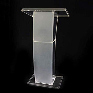 Wnicek LED Clear Acrylic Podium - Curved Stand Design, Durable Plexiglass Lectern