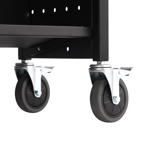 VEVOR Rolling Book Cart, 330 lbs Library Cart, Double Sided W-Shaped Sloped Shelves, 4-Inch Lockable Wheels - Black