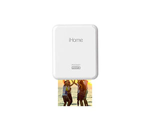iHome® PocketPrint3™ Mobile Photo Printer, Square 3x3 inch Printouts (White)