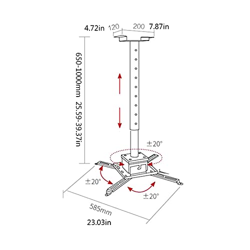BNNP Ceiling Projector Mount Bracket - Adjustable Telescopic Stand for Home or Studio (Black)