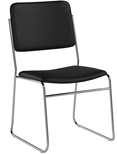 Flash Furniture 5 Pk. HERCULES Series 1000 lb. Capacity Black Fabric High Density Stacking Chair with Chrome Sled Base