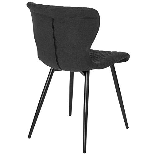 Contemporary Accent Side Chair Commercial Grade Material Durable Fabric Upholstered Powder Coated Frame Finish with Diamond Quilted Pattern Design Office Home Furniture - Set of 4 Black #2144