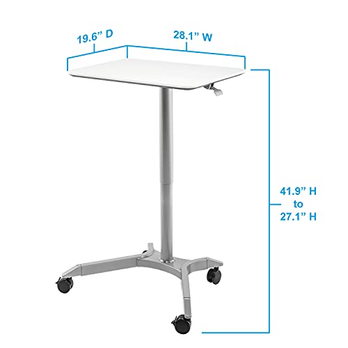 Seville Classics AIRLIFT XL 28" Height Adjustable Laptop Desk Cart, White