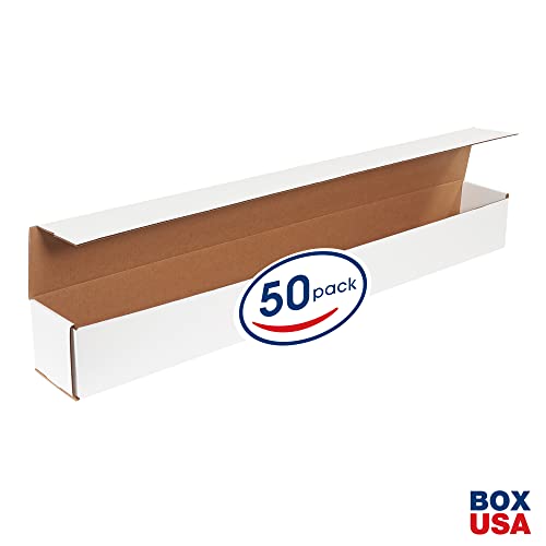 BOX USA BMLR3644 Corrugated Mailers, 36" x 4" x 4" White (Pack of 50)