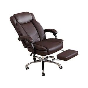 WYKDL Managerial and Executive Office Chair with Footrest, 420 lbs Capacity, Brown PU Leather