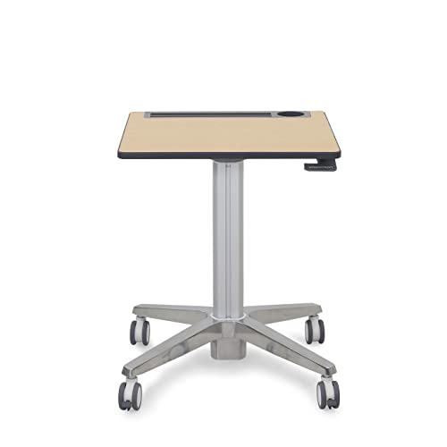 Ergotron Mobile Standing Desk - Adjustable Height Small Rolling Laptop Computer Sit Stand Desk - Maple