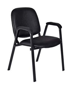 Romig Ace Vinyl Guest Stacking Chair with Arms (18 Pack) - Black