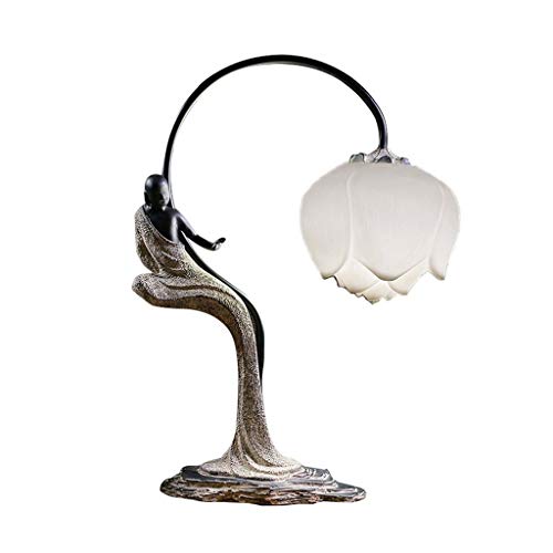 HDZWW LED Desk Lamp with 3 of Adjustable Brightness Levels LED Resin Small Night Light Lotus Design Illumination Fixture,Using for Reading,Working And Studying In Bedroom or Office (Color : Color A)