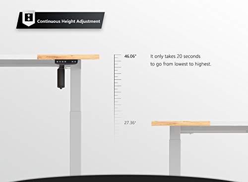 FEZIBO Height Adjustable Electric Standing Desk, 48 x 24 Inch Stand Up Table, Sit Stand Desk with Splice Board, White Frame/Light Rustic and White Top