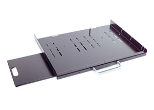 RSF1111BK21F4K3 1U Compact Rack Mount Keyboard Drawer with Retractable Mouse pad for Either Right or Left Hand Operator Supports 4 Post Rack from 18.85 inch up to 31 inch Depth Rack Cabinet