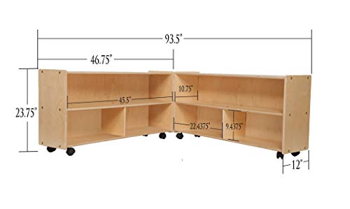 Contender Classroom Storage Cabinet with Casters, Wooden Kids Bookcase, Toy Organizer, Arts, Crafts & Supplies Storage Unit in Natural Finish - Made in USA
