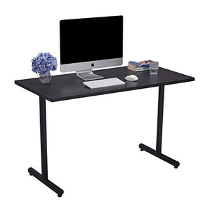 Sunon Modern Computer Desk Home Office Workstation Writing Table with Cable Hole, 47 Inch, Black