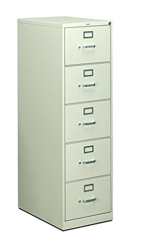 HON 5 Drawer Filing Cabinet - 310 Series Full-Suspension Legal File Cabinet, Light Gray