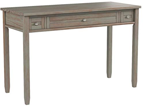 SIMPLIHOME Warm Shaker SOLID WOOD Rustic Modern 48 inch Wide Home Office Desk, Writing Table, Workstation, Study Table Furniture in Distressed Grey with 2 Drawerss