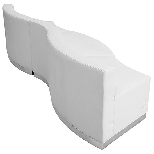 Flash Furniture HERCULES Alon Series Melrose White Leather Reception Configuration, 3 Pieces