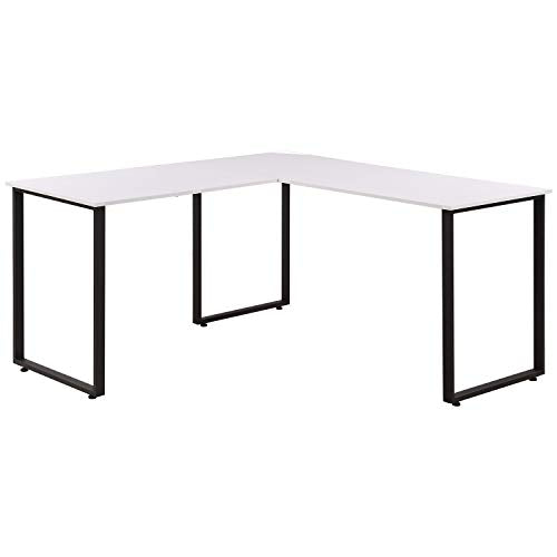 Zebery L Shaped Computer Desk, Metal and Wood Rustic Corner Desk, Industrial Writing Workstation Table for Home Office Study