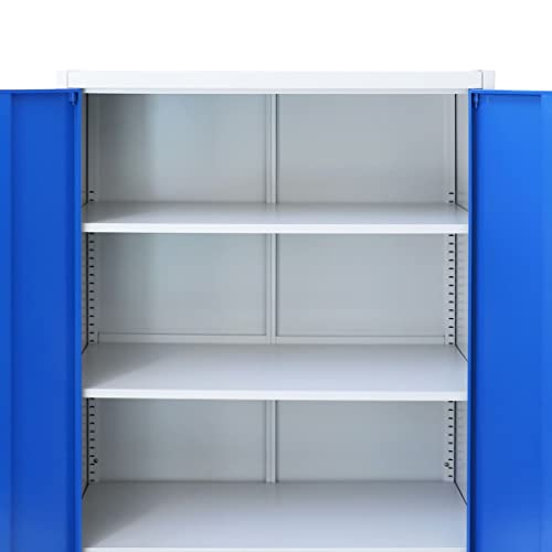 THOYTOUI Office Cabinet Garage Tool Storage Locker Metal 35.4"x15.7"x70.9" Gray Blue