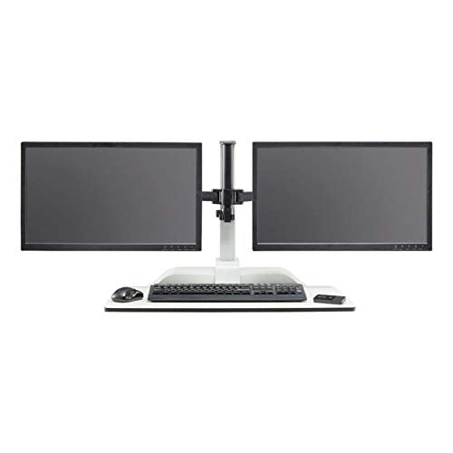 Safco Products Soar by Safco - Dual Monitor Mount Electric Sit/Stand Desk Converter, White