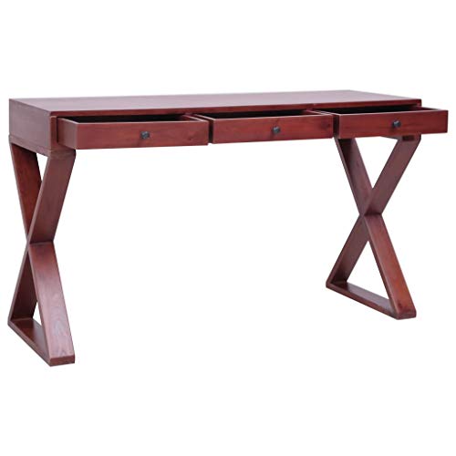 Writing Computer Desk, Solid Wood Study Writing Table, Student Desk with 3 Drawers, Home Office Workstation, Laptop PC Table for Bedroom Living Room