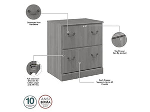 Bush Furniture Saratoga 2-Drawer Lateral File Cabinet, Locking, Letter/Legal, Modern Gray