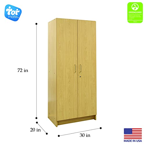 Tot Mate 30'' Wide 4 Compartment Teacher Storage Double-Door Tall Cabinet (Maple)