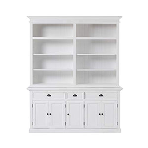 NovaSolo Furniture Halifax Mahogany Wood Bookcase 5 Doors 3 Drawers Classic White