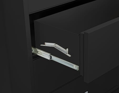 PHOENIX SAFE INTERNATIONAL LLC Fireproof 4-Drawer Lateral File Cabinet, 38 inch, Key Lock, Water Seal, Black