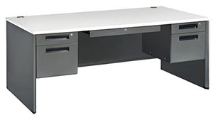 OFM Executive Series Double Pedestal Panel End Executive Desk - Durable Locking Utility Desk, 36.25" x 72" (77372-GRYNB)