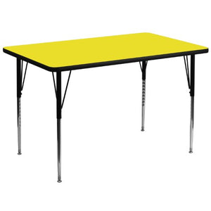 Flash Furniture 36''W x 72''L Rectangular Yellow HP Laminate Activity Table - Standard Height Adjustable Legs